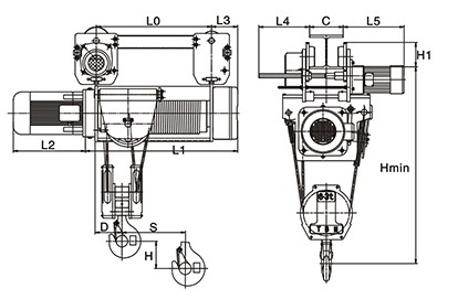 浙江双鸟SH运行式钢丝绳电动葫芦（滑轮倍率4/1）：